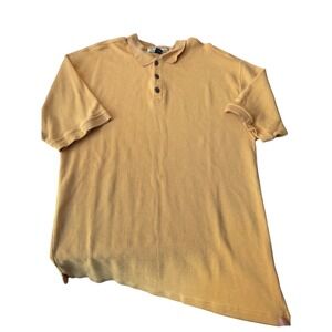 Tommy Bahama Vintage Polo Shirt Mens XL Yellow Silk Cotton Textured Knit Coastal